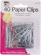 Charles Leonard Paper Clips, Jumbo Gem, Nickel Plated, Silver, 40-Pack