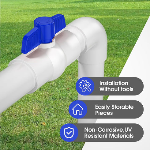 2PCS 2" PVC Ball Valve, SCH40 Slip PVC Water Pipe Valve with Easy Turn Blue T-Handle