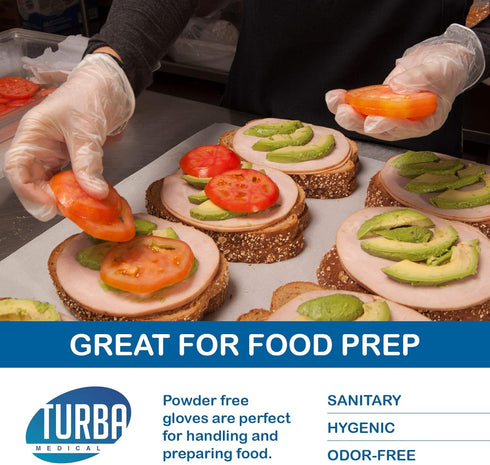 TURBA 100 Clear Latex-Free Disposable Gloves Ct. Single-Use Powder-Free Vinyl Gloves Non-Latex Gloves for Cleaning