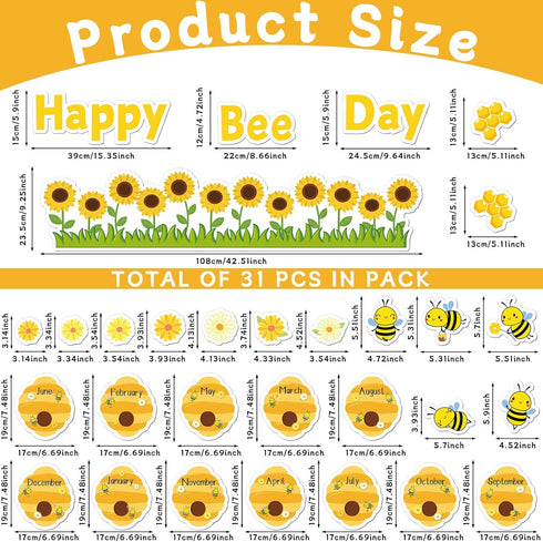 Bee Birthday Bulletin Board Happy Bee Day Bulletin Board Set Happy Birthday Classroom Supplies Honeycomb Bulletin Board Decoration Bee Cutouts Sunflowers School Decor for Classroom School Nursery by Justforjoyful