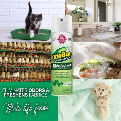 OdoBan Ready-to-Use Disinfectant and Odor Eliminator, Cleaner and Fabric/Air Freshener, Set of 2