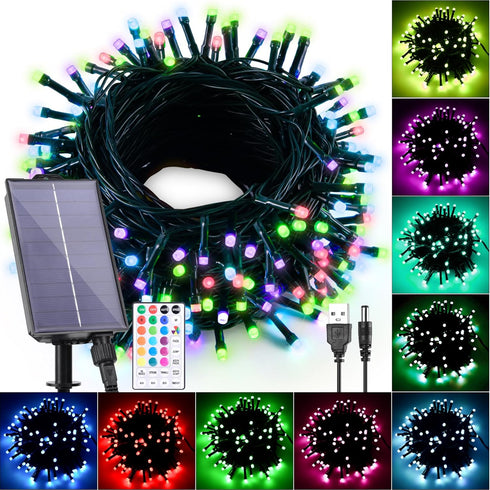 Solar String Lights Outdoor Waterproof 40Ft, 18 Colors Changing 100 LED Christmas