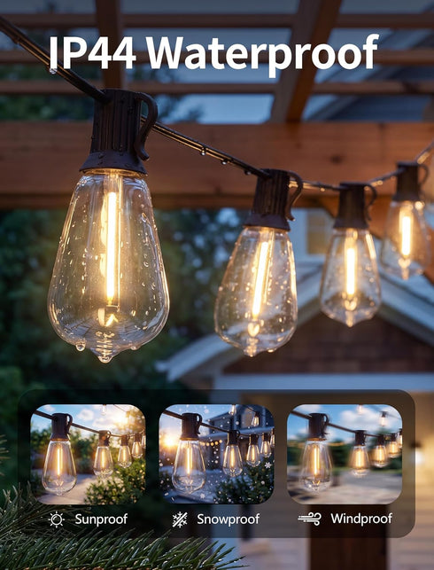 50FT 25 ST35 Bulbs LED Outdoor String Lights, Patio Lights with Shatterproof LED Vintage Edison Connectable LED String