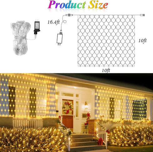 10ft 10ft 280LED 8 Lovelite x Net Lights, Gazebo Lights Outdoor Modes Timer, Waterproof Connectable Christmas Light
