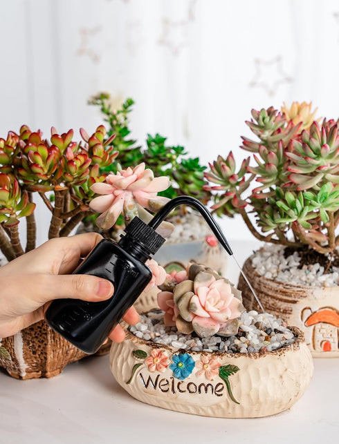Melphoe Tattoo Wash Bottle 2Pcs 150ml Water Squirt Bottle Succulent Watering, Safety Rinse Bottle Watering Tools, Tattoo Supplies, Irrigation Squeeze Sprinkling Can Wash Plant Bottle (Black)