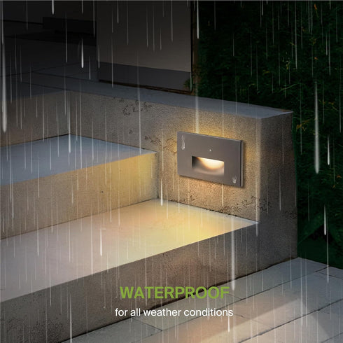 ASD LED Recessed Step Light Fixture, 3W 120LM 3000K-5000K, Waterproof, ETL Listed, Dusk to Dawn Stair Lamp, Black