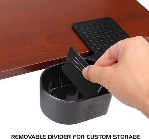 ENHANCE Clip On Desk Cup Holder - Desktop Organizer Clamp for Water Bottle, Remote & Office Supplies