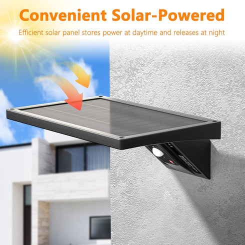 1050Lm IP65 2 104 3-Mode 120 Solar Wall Light Outdoor, Waterproof Type Optical Lens LED Lighting Wall Light with Fast