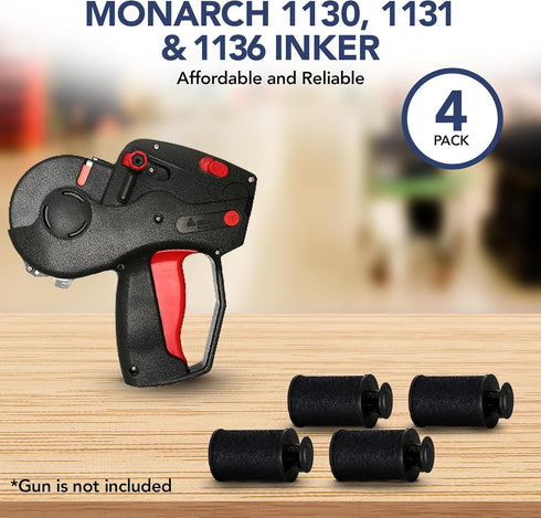 Perco Ink Roll for Monarch 1130, 1131, and 1136 Price and Date Guns - Pack of 4 Replacement Inkers, Easy to Load, Made