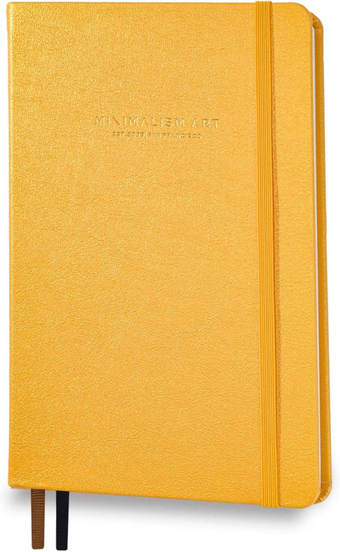 Minimalism Art, Premium Hard Cover Notebook Journal, X-Large Size, Master A4 8.3" x 11.4", 186 Numbered Pages, Gusseted Pocket, Ribbon Bookmark, Extra Thick Ink-Proof Paper 120gsm (Wide Ruled, Amber)