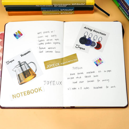 JOYEUX A5 Blank Journal Notebook, 160 Pages, 100gsm Thick Sketch Book, Hardcover, 5.7" x 8"