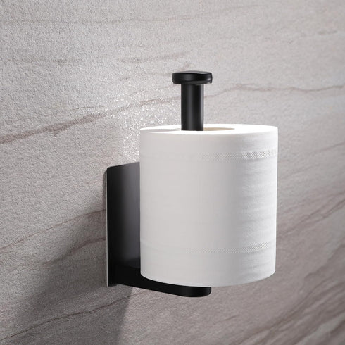 YIGII Self Adhesive Toilet Paper Holder, Black SUS 304 Stainless Steel Stick on Wall for Bathroom & Kitchen