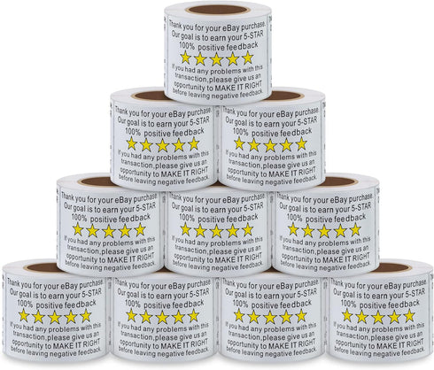 Thank You for Your Ebay Purchase Stickers, 2×3 Inch Positive Feedback Shipping Labels, 200 Stickers Per Roll