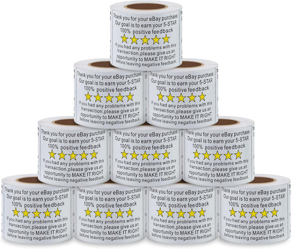 Thank You for Your Ebay Purchase Stickers, 2×3 Inch Positive Feedback Shipping Labels, 200 Stickers Per Roll