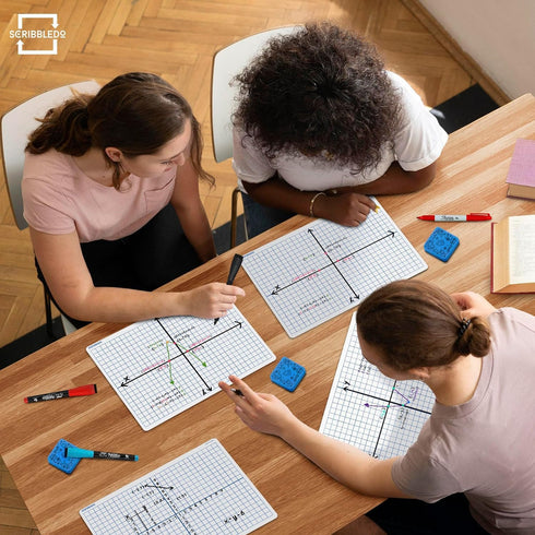 Scribbledo 12 pack Dry Erase XY Axis Graph Lap Boards, 9” X 12” for Student and Classroom Use, Math White Boards