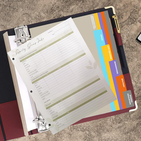 Performore Family History Binder, 3 Inch Genealogy Ring Binder with 30 Large Family Group Sheets