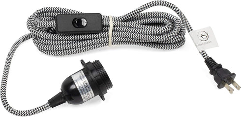 Rustic State Black Fabric Cord Set with Toggle Switch 15 Feet Hanging