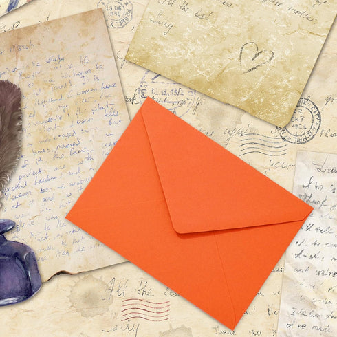 Whaline 50Pcs A7 Burnt Orange Invitation Envelopes Set V-Flap Gift Card Sleeves for Fall Mailing