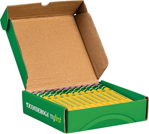 Ticonderoga My First Short Triangular Wood-Cased Pencils 2 HB Soft Yellow 36 Count