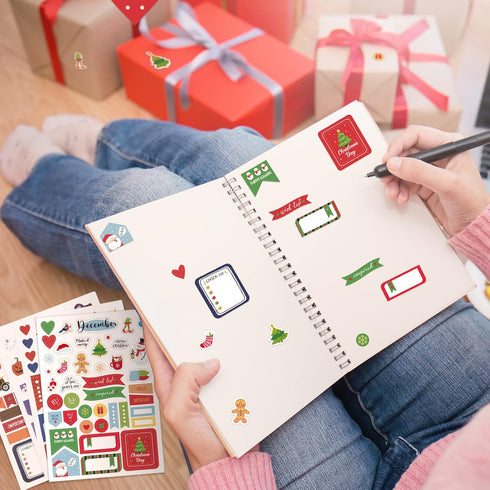 Teling 24 Sheets Winter Aesthetic Holiday Stickers for Scrapbook, Calendar, Planning, Monthly Seasonal Accessories