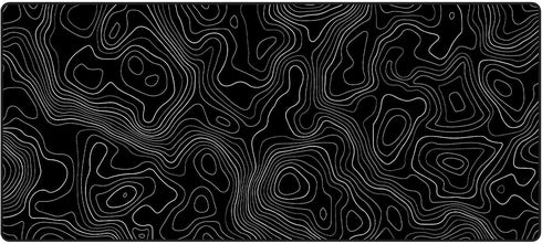 JIALONG Black Topographic Large Gaming Mouse Pad, XXL Mousepad, Big Desk Pad for Keyboard and Mouse, Gaming Accessories