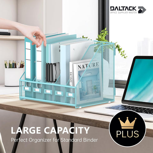 DALTACK Desk Organizers Magazine Binder Folder Holder with 5 Vertical Compartments for Office Home School Organization