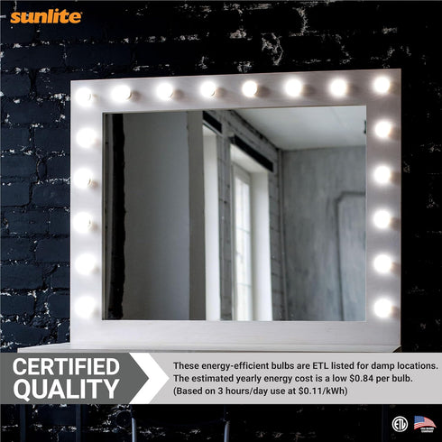 6 Pack Sunlite G16 LED Dimmable Decorative Globe Vanity Light Bulbs, Frosted, 7W (60W Equivalent), 4000K Cool White