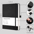 RETTACY Journaling Notebooks 2-Pack - A5 Notebooks College Ruled with 192 Numbered Pages per Pack, for Work, School, 100 GSM Acid-Free Paper, Leather Hardcover, 5.7" × 8.3" (Black & Black) by RETTACY