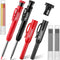 Hiboom 2 Pcs Carpenter Mechanical Pencils Marker: 18 Pcs Refills with Built-in Sharpener for Woodworking