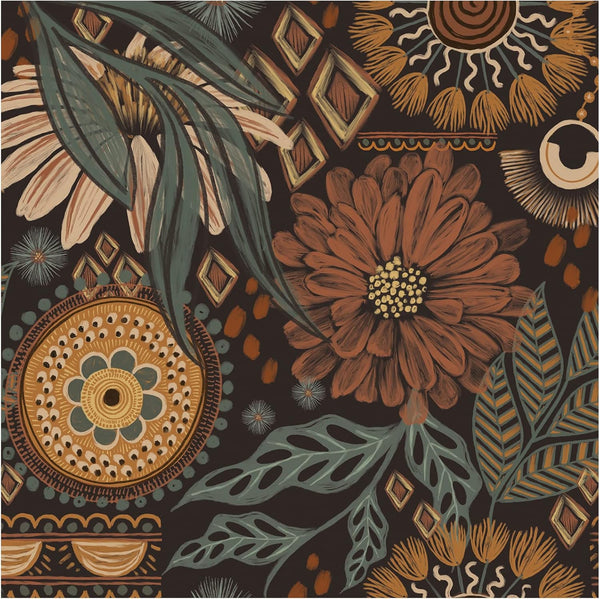 HAOKHOME 93291 Peel and Stick Floral Wallpaper 17.7in x 9.8ft Retro Wall Decor