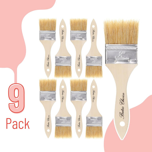Bates- Chip Paint Brushes, 2 Inch, 9 Pack, Chip Brush, Brushes for Painting, Paint Brushes, 2 Inch Paint Brush, Stain Brushes for Wood, Natural Bristle Paint Brush, Chip Paint Brushes for Paint by Bates Choice Pro
