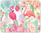 Non-Slip Rubber Mouse Pad, Bright Colors Watercolor Flamingo and Flowers, 9.5 x 7.9 inch