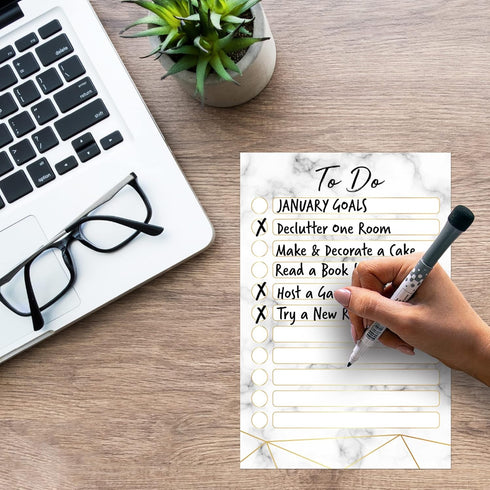 Dry Erase To Do List Vinyl Whiteboard Sticker Decal by Glassboard Studio, Removable & Reusable (6 x 9 inches, Marble)