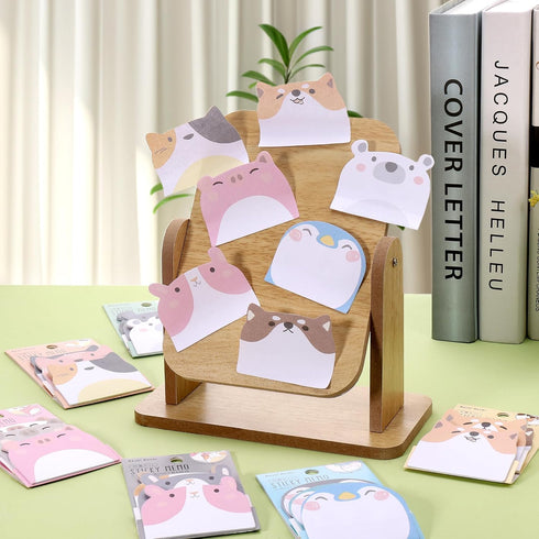 Cute Sticky Notes, 6 Pack 270 Sheets Kawaii Cartoon Animal Sticky Notes, Self-Stick Memo Pads for School