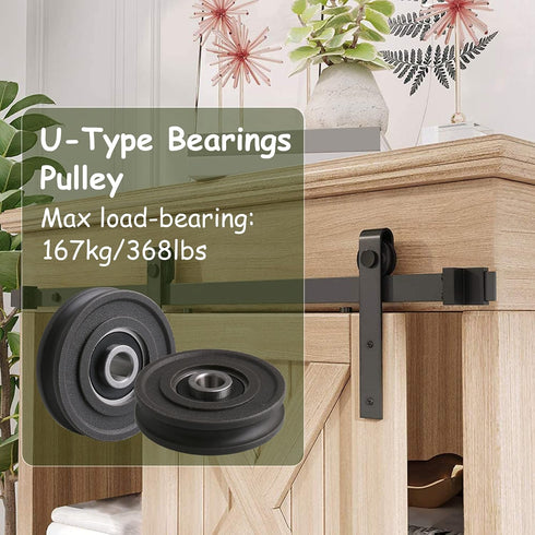 CNBTR 4PCS U-Type Pulley Wheel U Groove Bearing for Doors and Windows, 8mm Shaft Hole, 45mm Diameter
