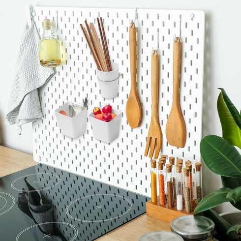 Jinei 12 Pcs Pegboard Bins - Pegboard Cups with Hooks and Loops Peg Assortment Organizer Accessories Various Tool