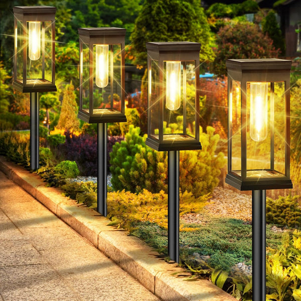 BesLowe Solar Pathway Lights Outdoor, 2-Pack Large LED Solar Light Outdoor Waterproof,