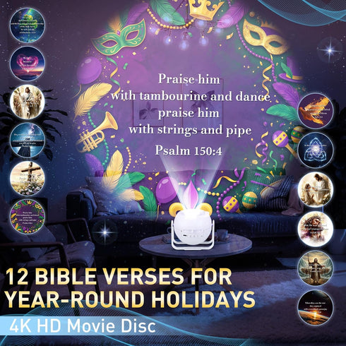 Lewtemi 12 Communion, Bible Verse Projector with Interchangeable Scripture Slides, Religious Gifts for Kids Adult
