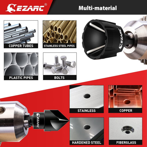 EZARC Deburring Chamfer Tool Set, 2PCS External Internal Rotary Deburring & Chamfer Tool for Newly Cut Pipes