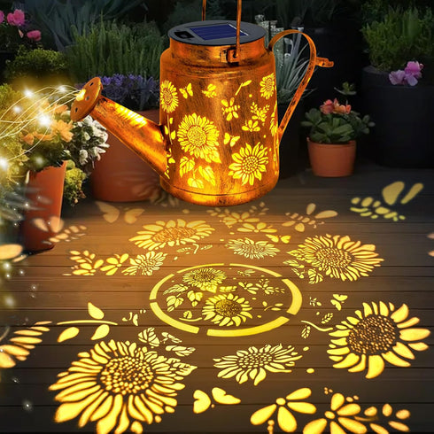 Solar Lights Outdoor Waterproof, Sunflower Solar Watering Can Lights with Shepherd Hook, Birthday Gifts for Mom Grandma