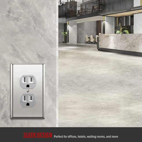 ENERLITES Elite Series Duplex Receptacle with Stainless Steel Wall Plate, Tamper-Resistant Outlet, 15A 125V