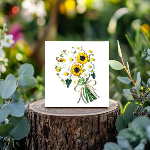 Sunflower Greeting Card for Mom, Happy Birthday and Mother Day Quilling Cards, 3D Handmade Art, Design Greeting Card
