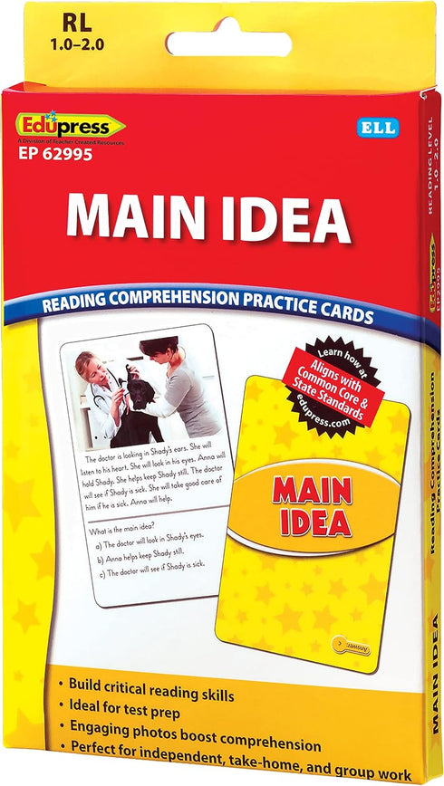 Edupress Reading Comprehension Practice Cards, Main Idea, Yellow Level (EP62995)