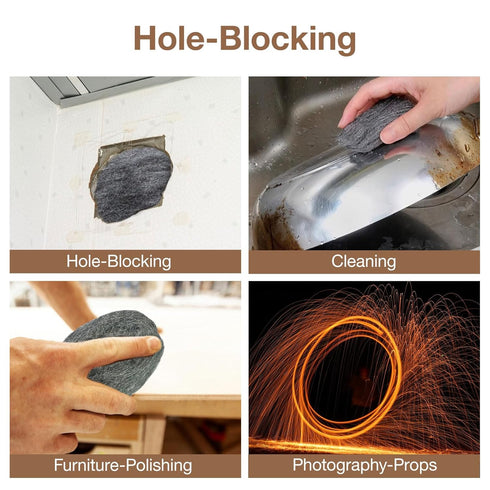 Steel Wool Mice Control - 2 Pcs 2.36"×9.84Ft for Wall Hole/Gap Filler, Keep Animals Away from Cracks and Vents