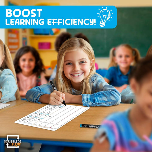 SCRIBBLEDO Division & Place Value Math Practice, 9”x12” Small White Board Dry Erase Sheets, Classroom Pack of 10