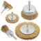5 Pcs Wire Brush Wheel for Drill - Brass Wire Brush, 1/4 Inch Hex Shank for Rust Removal