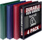 Samsill Durable 1 Inch Binder, Made in the USA, D Ring Binder, Customizable Clear View Cover, 4 Pack