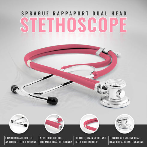 Set ASA TECHMED Dual Head Sprague Stethoscope and Sphygmomanometer Manual Blood Pressure Cuff with Case, Gift