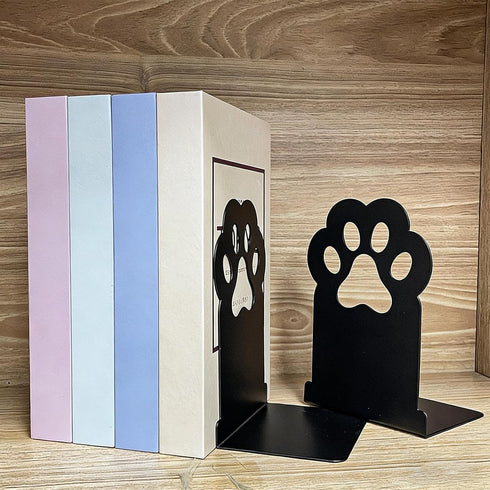 Generic 2 Book Shelf Holder - Pieces Cute Iron Cat Paw Stopper | Modern Book Ends for Desk | for Bedroom Nursery School