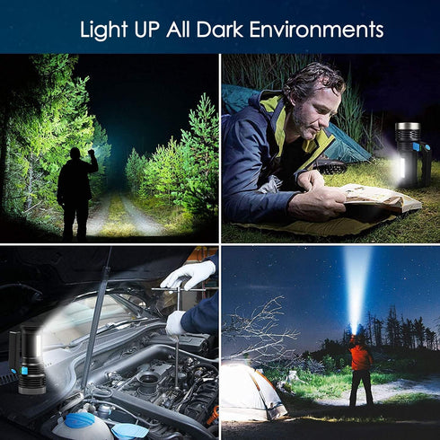 Wrrozz LED Flashlight High Lumens, USB Rechargeable Emergency Flashlight with 4 Modes for Outdoor Use